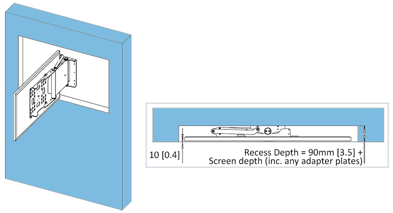 Future Automation PSE90 Motorised Articulating TV Wall Mount - recess mounting