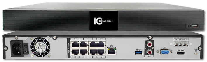 IC Realtime 4K 8-Ch PoE 8MP 2-Bay H.265+ 1U Desk Mount NVR