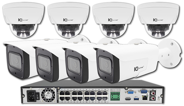 IC Realtime 4MP Varifocal Lens Outdoor Dome & Bullet PoE Cameras with 16-Ch NVR Package