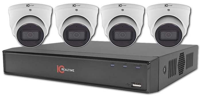 IC Realtime Edge 2MP 1080P Fixed Lens Outdoor PoE Eyeball Dome IP Camera with 8-Ch NVR Package