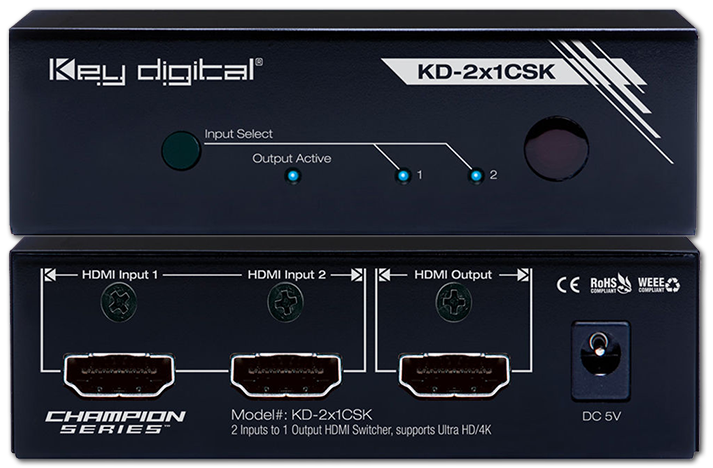 Key Digital KD-2x1CSK 2-Way 4K HDMI Switch