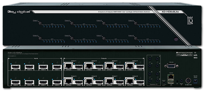 Key Digital KD-HD8x8Lite 8x8 4K HDMI HDBaseT Matrix Switcher with 8 Receivers