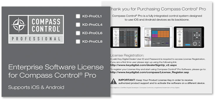 Key Digital KD-ProCL Enterprise Software License For Compass Control