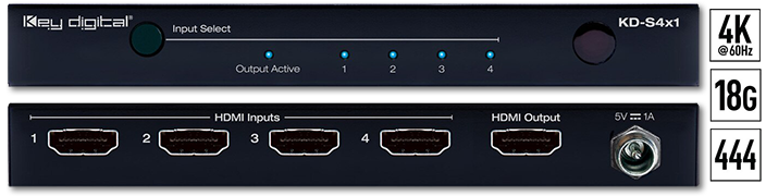 Key Digital KD-S4x1 4K 18G HDMI Switcher