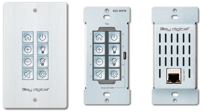 Key Digital KD-WP8 8-Button Programmable IP Control PoE Wallplate