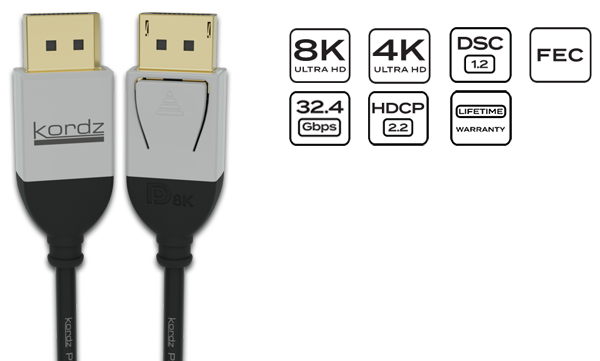 Kordz Pro Series 8K 32.4Gbps DisplayPort 1.4 Cables