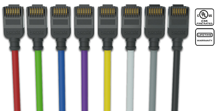 Kordz Pro Series Slim Profile Cat6 UTP 28AWG Network Patch Cables