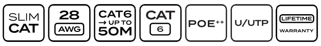 Kordz Pro Series SlimCat Cat6 U/UTP Network Cable features