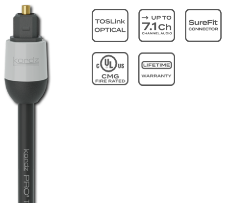 Kordz Pro3 Series TOSLink Optical Cables