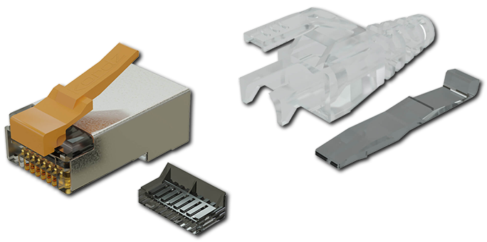 Kordz PRS Series SlimCat RJ45 Cat6A Connector & Strain Relief