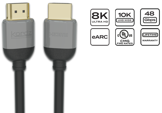 Kordz PRS4 Series 8K 48Gbps Ultra High Speed Certified HDMI Cables