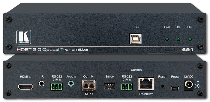 Kramer 691 4K60 HDMI with HDBaseT 2.0, Ethernet & USB over MM/SM Fiber Transmitter