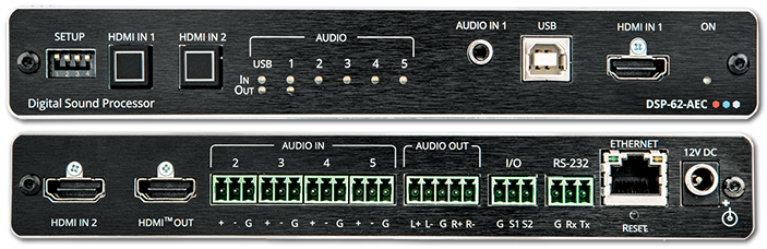 Kramer DSP-62-AEC 6x2 PoE Audio Matrix with DSP & AEC