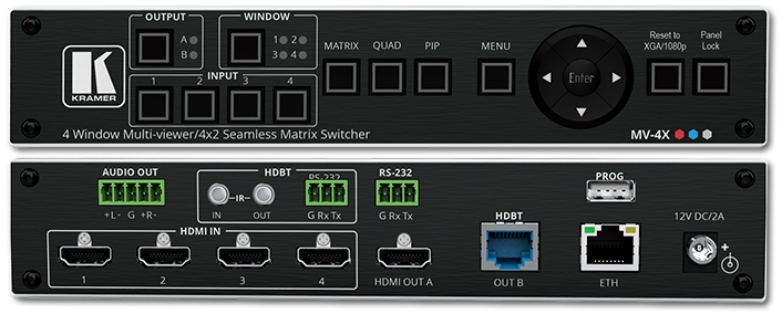 Kramer MV-4X 4x2 4K HDMI Seamless Matrix / Multi-View Switcher