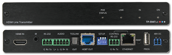 Kramer TP-594TXR 4K HDR HDMI Over HDBaseT 2.0 PoE Transmitter w/ Ethernet, ARC, Audio, RS-232 & IR