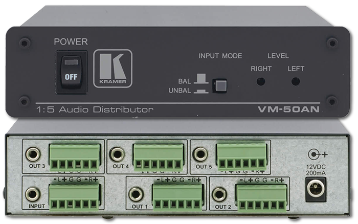 Kramer VM-50AN 1:5 Balanced & Unbalanced Stereo Audio Distribution Amplifier