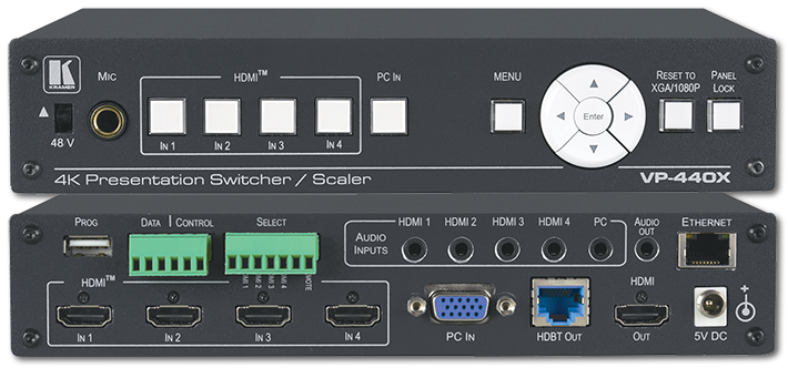 Kramer VP-440X 4x 4K HDMI 1x VGA Presentation Switcher / Scaler with HDBaseT & HDMI Outputs