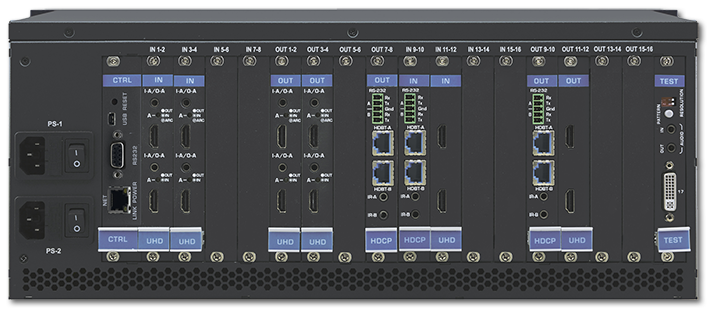 Kramer VS-1616DN-EM 16x16 4K60 4:2:0 Modular Matrix Switcher Chassis rear view