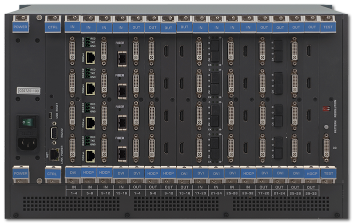 Kramer VS-3232DN-EM 32x32 4K60 4:2:0 Modular Matrix Switcher Chassis rear view