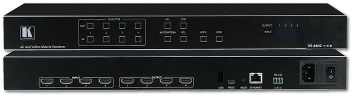 Kramer VS-44H2 4x4 4K60 HDR HDMI Matrix Switcher with Maestro 1.5