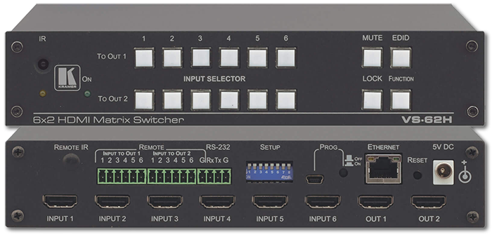 Kramer VS-62H 6x2 4K60 4:2:0 HDMI Automatic Matrix Switcher