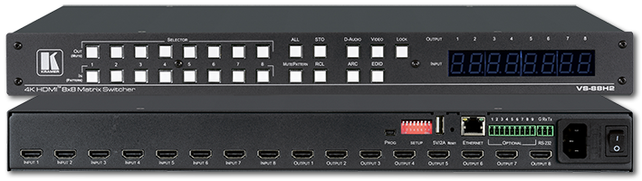 Kramer VS-88H2 8x8 4K60 HDR 4:4:4 HDMI Matrix Switcher with Digital Audio Routing