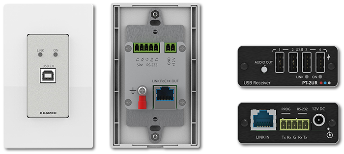 Kramer WP-2UT/R-KIT USB 2.0 PoC Wallplate Over Twisted Pair Extender Kit