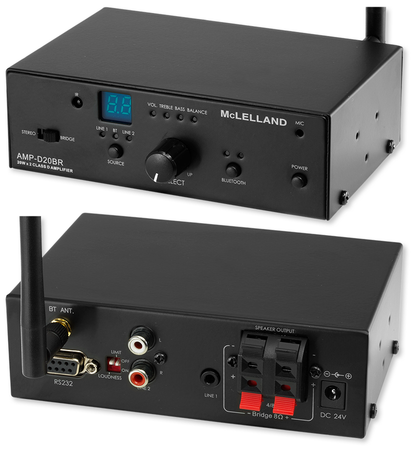 McLelland AMP-D20BR 2CH 20W Class D Bluetooth Amplifier