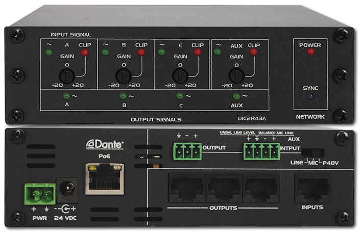 Mclelland DIC2E23A Dante 2 Input 4 Output Converter Interface Box