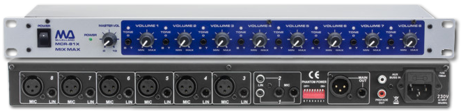 McLelland MCR81X 8-Channel Microphone Line Mixer