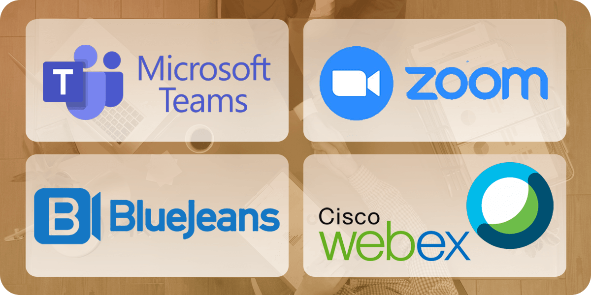 Microsoft Teams, Zoom, WebEx, BlueJeans compatible