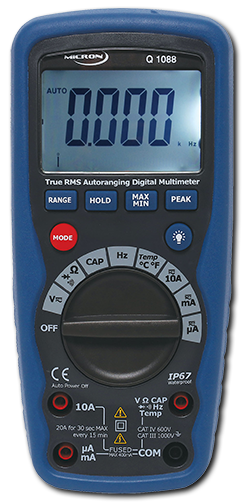 Micron Q1088 IP67 Waterproof True RMS Auto-Ranging Digital Multimeter