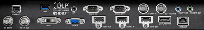 Optoma ZU1900 WUXGA 19,000 Lumens IPX5 HDBaseT Professional DLP Laser Projector connectivity panel