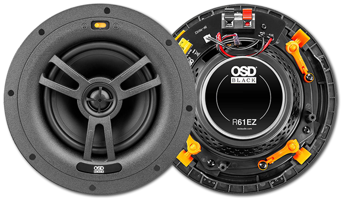 OSD Black R61EZ 6.5" In-Ceiling Speakers w/ Quick EZ Mounting System