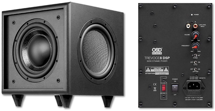 OSD Black TREVOCE8 8" Dynamic Powered 300W DSP Subwoofer With Dual Passive Radiator