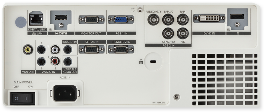 Panasonic PT-EZ770ZE WUXGA 6500 Lumens Flexible Installation LCD Projector - connectivity panel