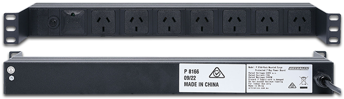 PowerTran 7 Way 10A Rack Mount Surge Protected Power Board