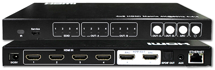 Pro.2 4x2 4K HDR 18Gbps HDMI Matrix Switcher with ARC & Audio Extraction