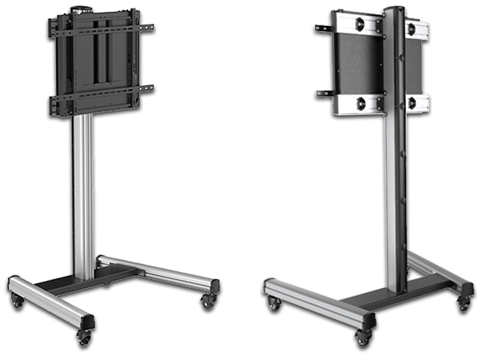 Quantum Sphere 55"-75" Heavy Duty Height Adjustable Mobile AV Trolley With Counterbalanced Design