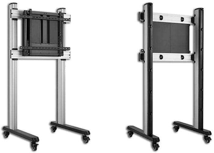 Quantum Sphere 70"-90" Heavy Duty Height Adjustable Mobile AV Trolley With Counterbalanced Design
