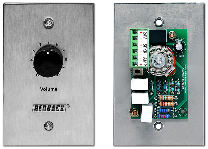 Redback 10W 100V Line Volume Attenuator Stainless Steel Wallplate