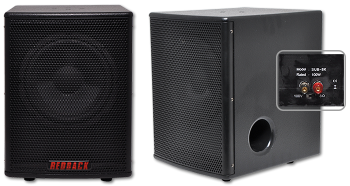 Redback 8" 100W 8 ohm/100V Passive PA Subwoofer