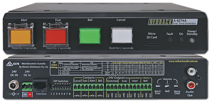 Redback Alert / Chime / Evacuation Tone Generator