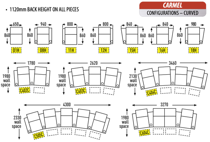 RowOne Carmel Premium Cinema seats - curved configurations