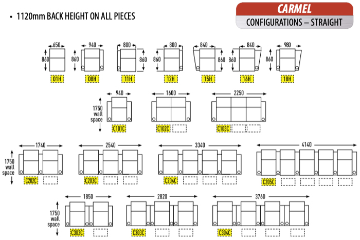 RowOne Carmel Premium Cinema seats - straight configurations