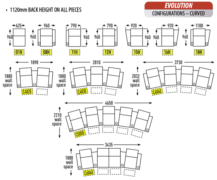 RowOne Evolution Premium Cinema seats - curved configurations