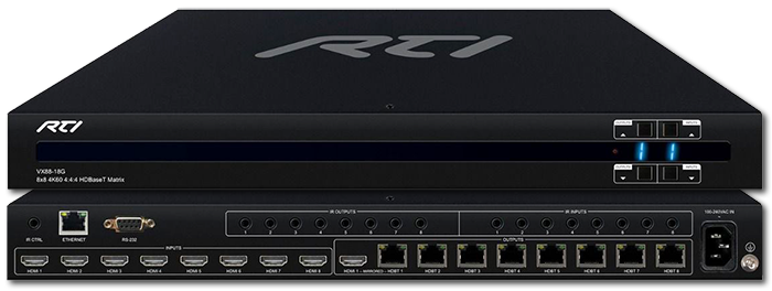 RTI VX88-18G 8x8 4K UHD HDBaseT Matrix Switcher