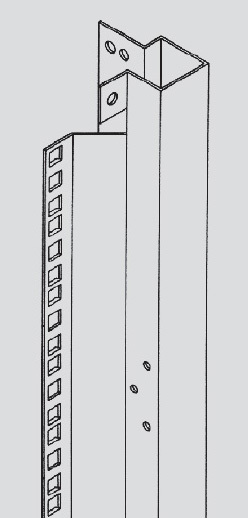 Front column showing integrated front rack mounting angle