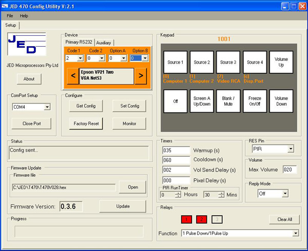 JED T470 Config Utility