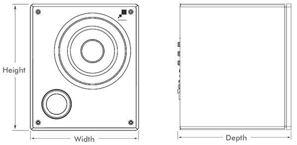 Sonance Impact i8 8" 200W Cabinet Subwoofer dimensions